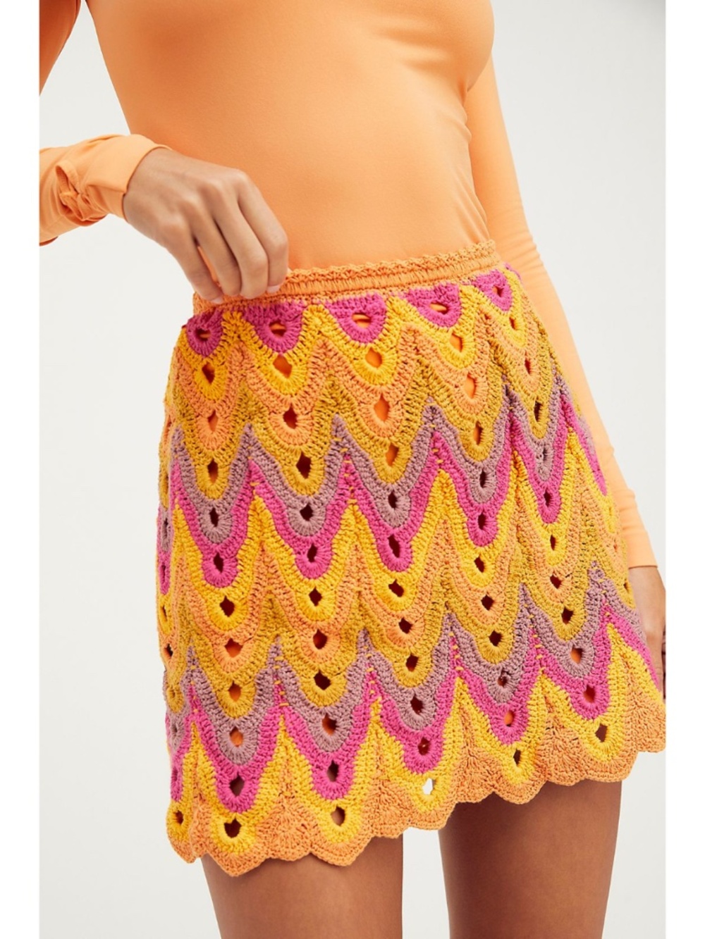 NEW Free People Heat of the Moment Crochet Skirt Almost Famous XS